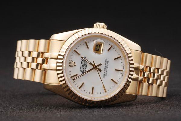 Rolex Datejust Mechanism Golden Bezel&White Surface Watch-RD2376