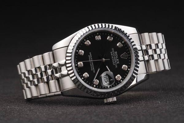 Rolex Datejust Swiss Mechanism Silver Black Watch-RD2379