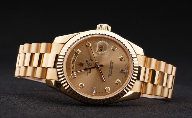 Rolex Day-Date 33 mm Gold Cutwork Watch-RD2946