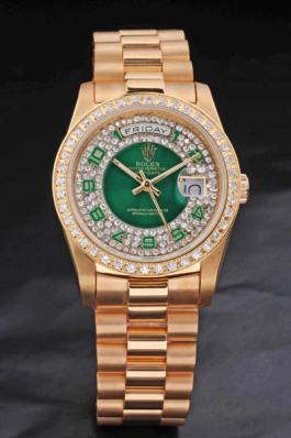 Rolex Day-Date Diamond Cutwork Green 37mm Men Watch-RD3842