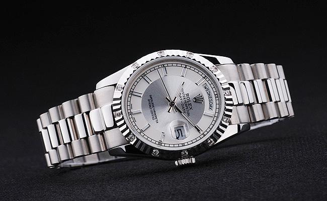 Rolex Day-Date Silver White Cutwork 34mm Men Watch-RD3821