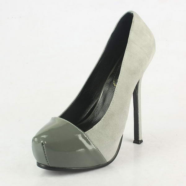 Yves Saint Laurent Suede and Patent Pumps Grey