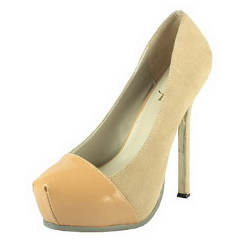 Yves Saint Laurent Suede and Patent Pumps Apricot