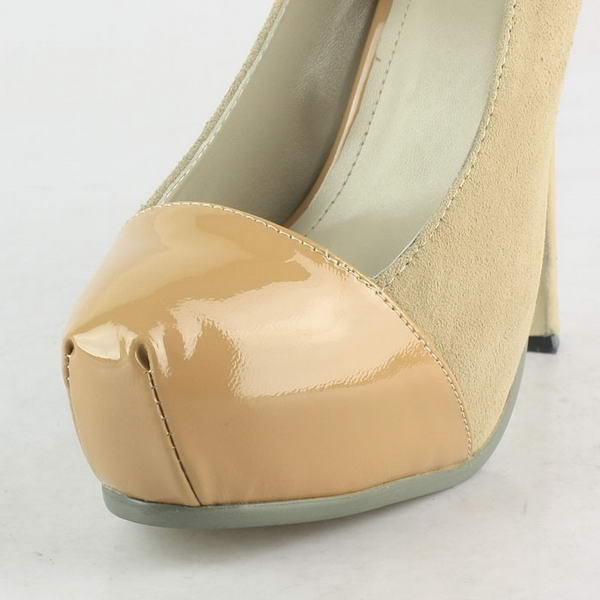 Yves Saint Laurent Suede and Patent Pumps Apricot