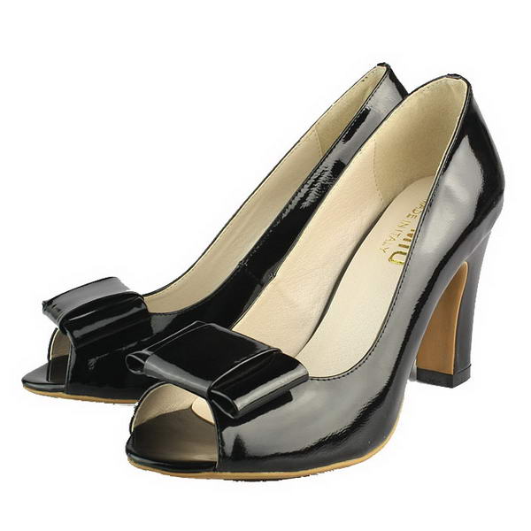 miu miu Patent Leather Bow Peep Toe Pump Black