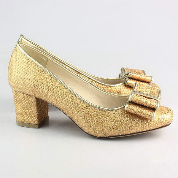 miu miu Rigid Sequined Bow Pump Gold