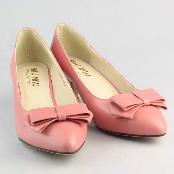 miu miu Sheepskin Leather Bow Point Toe Pump Pink