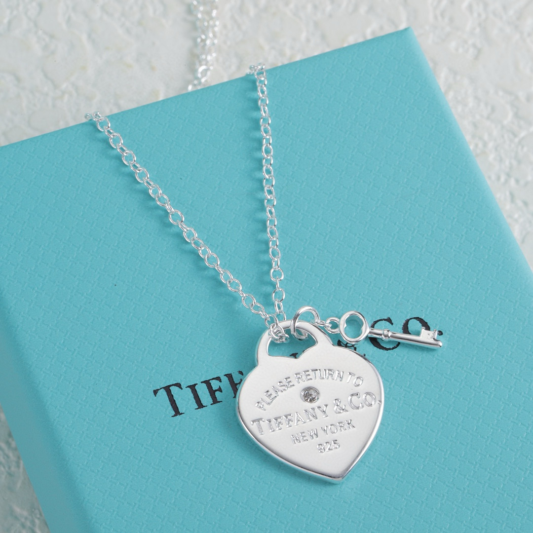 Tiffany Heart Tag and Key Necklace TF80765 