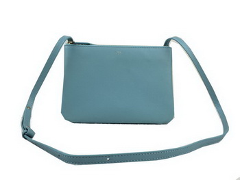 Celine Trio cuoio originale Borsa a tracolla C98318 SkyBlue