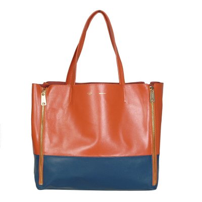 Celine Cabas arancio blu di pelle di pecora Borse