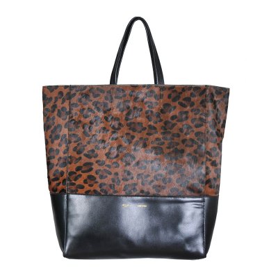 Celine Cabas Black Leopard Borse Cuoio Grande