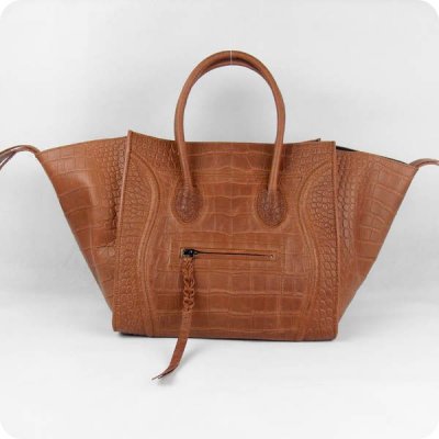 Celine caffè scuro Croco Leather Borse