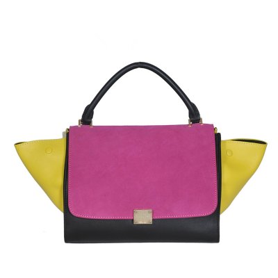 Celine Classic Black Giallo Rosa Borse in pelle di vacchetta