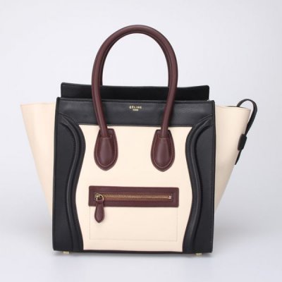 Celine Boston Bianco Nero Winered Borse in pelle Sorriso