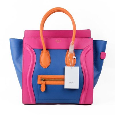 Celine Boston Blue Orange Rose Borse in pelle Sorriso