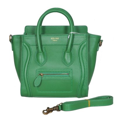 Celine Boston Borse in pelle verde scuro