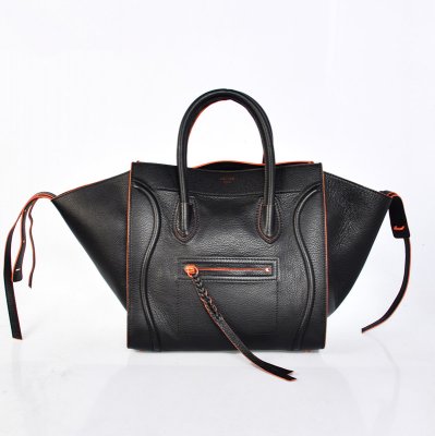 Celine Boston Nero Arancione bovina Borse