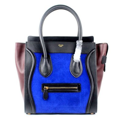 Celine Boston Nero Blu Maroon Borse in pelle di camoscio