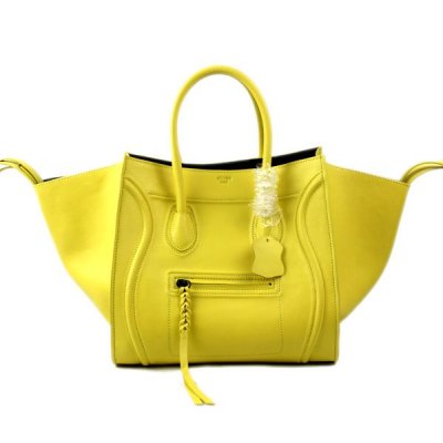 Celine Boston Togo Borse in pelle giallo limone