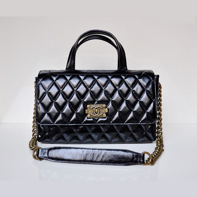 Chanel A25808 leather cera ad olio Tote Borse Nero