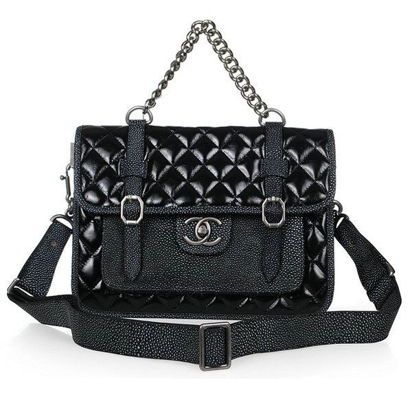 Chanel A67255 Satchel-Like Flap Borse in pelle di vitello iridescente nero