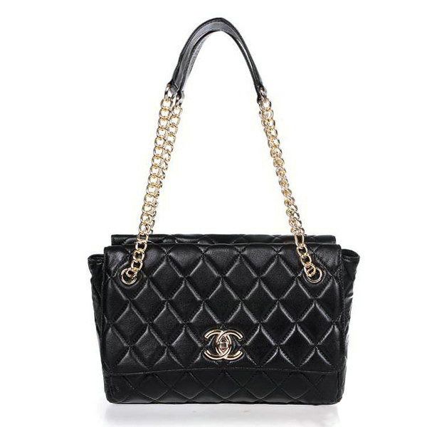 Chanel A52190 Flap Shoulder Borse in pelle di pecora nera