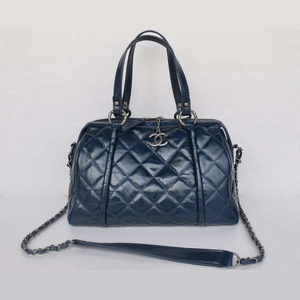 Chanel A67272 brillante in pelle Bowling Borse Royalblue