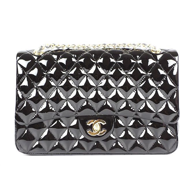 Chanel 1113 Classic Quilted Flap Borse in pelle di mucca originale, nero Catena d'oro