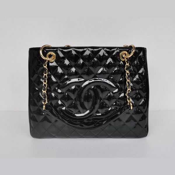 Borsa Chanel A50995 Nero Patent Leather Shoulder Oro