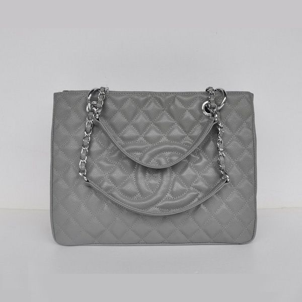 Borsa Chanel A50995 Grigio Cannage a tracolla in pelle argento