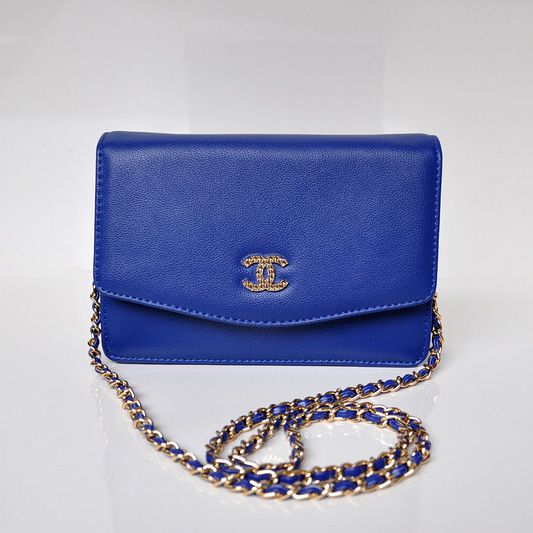 Borsa Chanel A33800 Flap Shoulder pelle di vitello blu