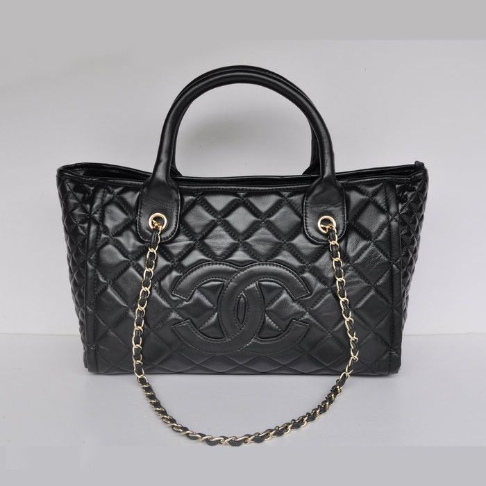 Chanel pelle di pecora Tote Borse A61079 nero