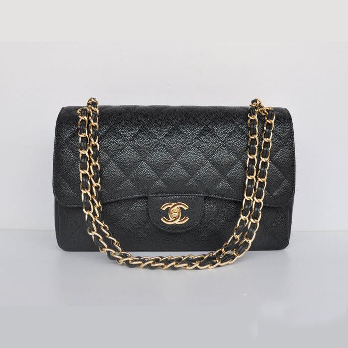 Patterns Chanel Jumbo Classic Quilted cannage Flap Borse A58600 Nero Gold