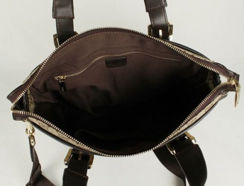 Gucci 298035 Tessuto con Leather Tote Bag Marrone Caffè