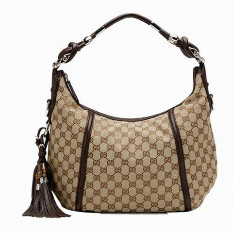 Gucci Outlet Techno Horsebit Medium Hobo 240261 Beige / Marrone