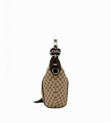 Gucci Outlet Techno Horsebit Medium Hobo 240261 Beige / Marrone