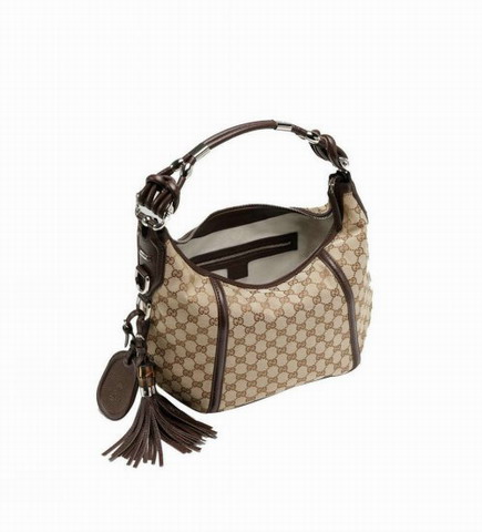 Gucci Outlet Techno Horsebit Medium Hobo 240261 Beige / Marrone