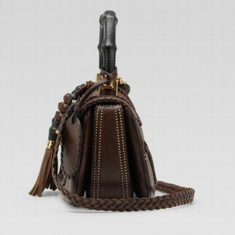 Gucci New Bamboo Top Handle Bag 263970 in Dark Brown