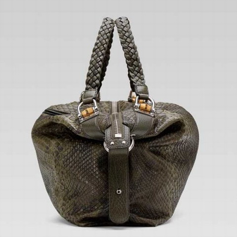 Gucci Bamboo Bar Large Tote 232929 nel colore Verde militare
