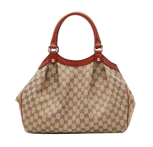Gucci Sukey Medium Tote 211944 Beige / Rosso
