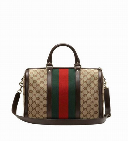 Gucci Vintage Web Medium Boston Bag 247205 Beige / Marrone