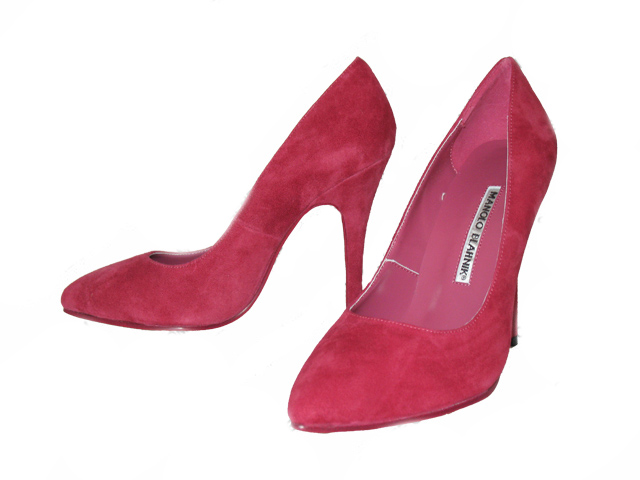 Manolo Blahnik pointed toe suede pumps wine-red