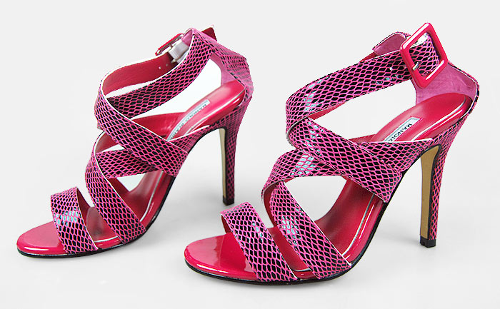 Manolo Blahnik watersnake multi-strap sandals coccinellin