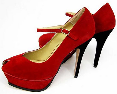 YSL Ankle Strap Suede Platform high heel Pumps Red