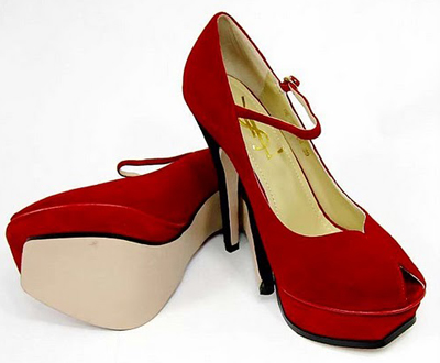 YSL Ankle Strap Suede Platform high heel Pumps Red
