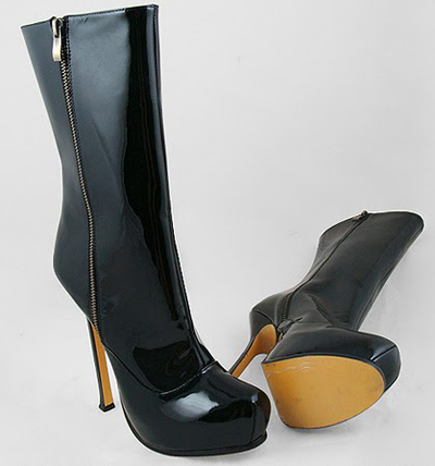 YSL Patent slide Fastener Boot black