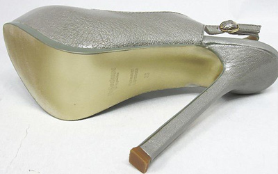 YSL Platform Slingbacks high heel Pump silver