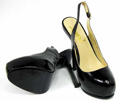 YSL Tribtoo Platform Slingback high heel Pumps black