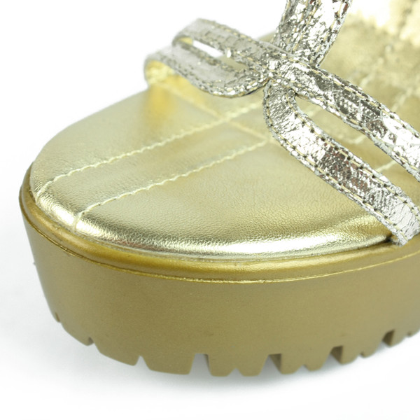 YSL strapy jugged sole high heel sandals sliver 