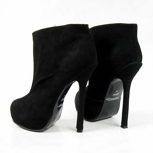 YSL stylish suede high heel boot black